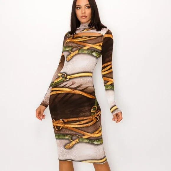 caged bodycon dress Caged Sparkle Knit Dress – bebe main image 0